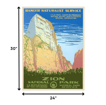 36" x 48" Zion National Park c1938 Vintage Travel Poster Wall Art - Minihomy