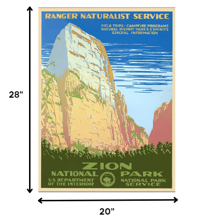 36" x 48" Zion National Park c1938 Vintage Travel Poster Wall Art - Minihomy