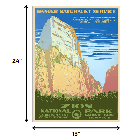 36" x 48" Zion National Park c1938 Vintage Travel Poster Wall Art - Minihomy