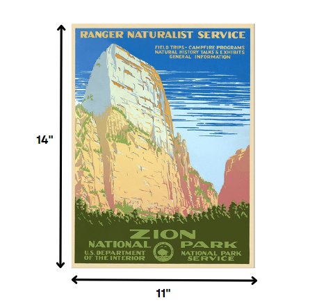 36" x 48" Zion National Park c1938 Vintage Travel Poster Wall Art - Minihomy