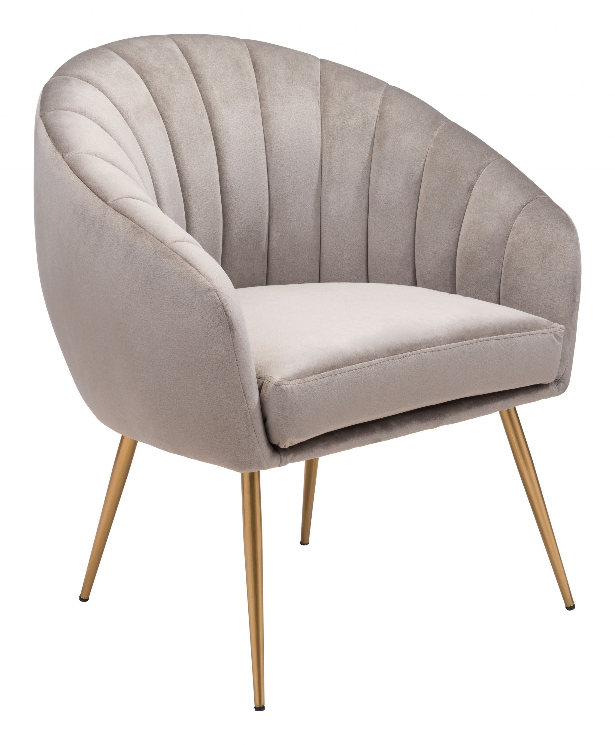 Gray and Gold Curve Vertical Channel Accent Club Chair - Minihomy