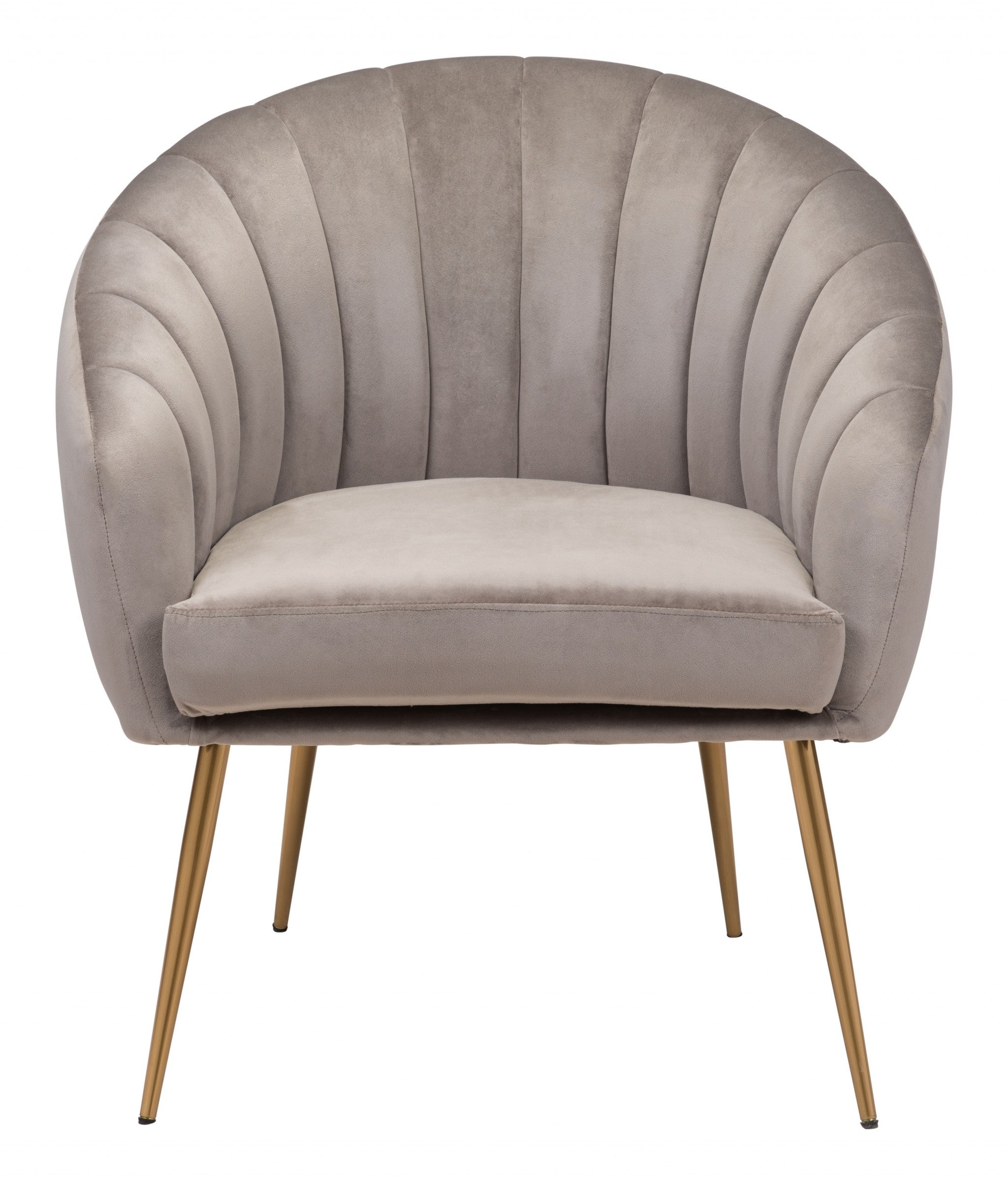 Gray and Gold Curve Vertical Channel Accent Club Chair - Minihomy