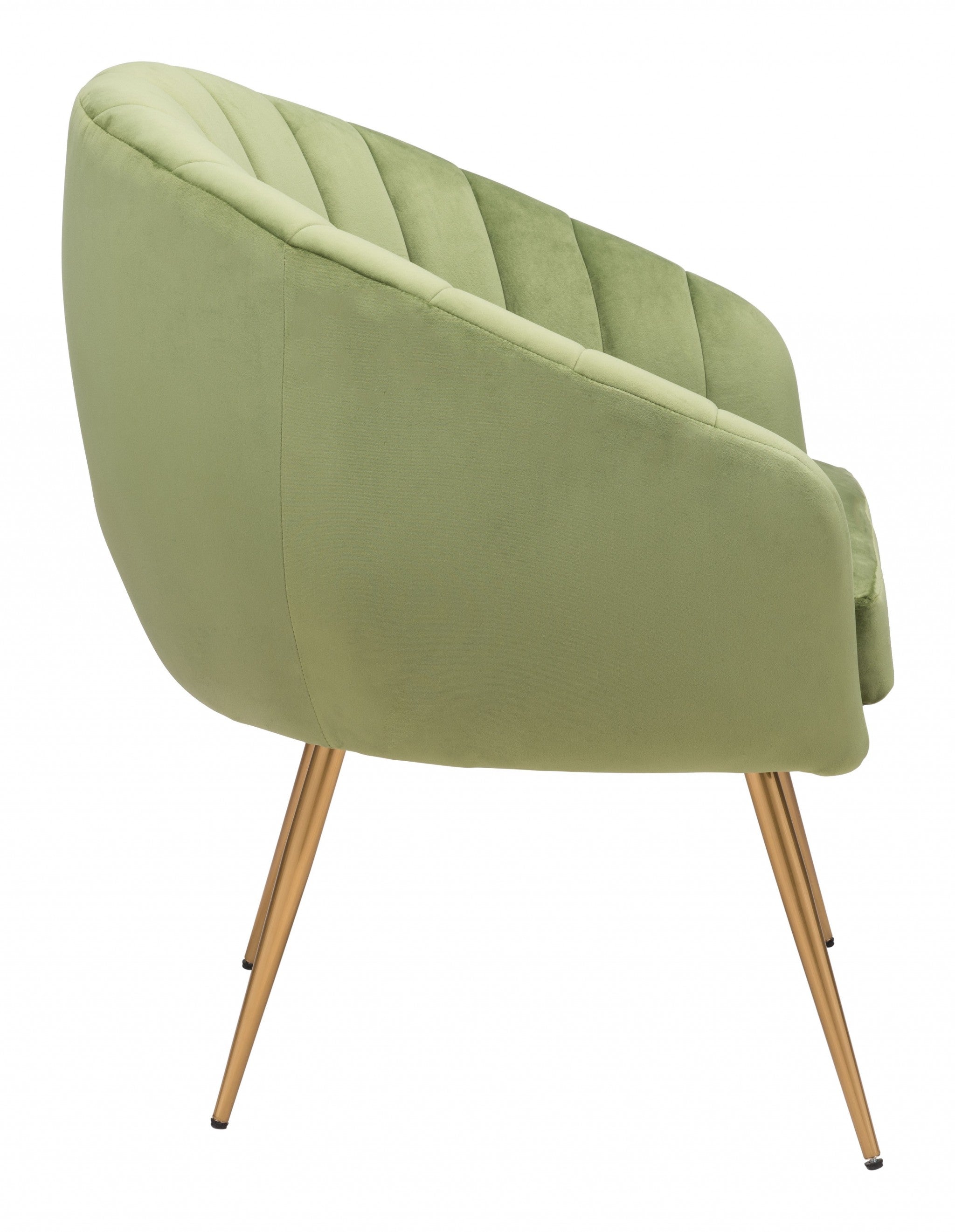 Mossy Green and Gold Curve Vertical Channel Accent Club Chair - Minihomy