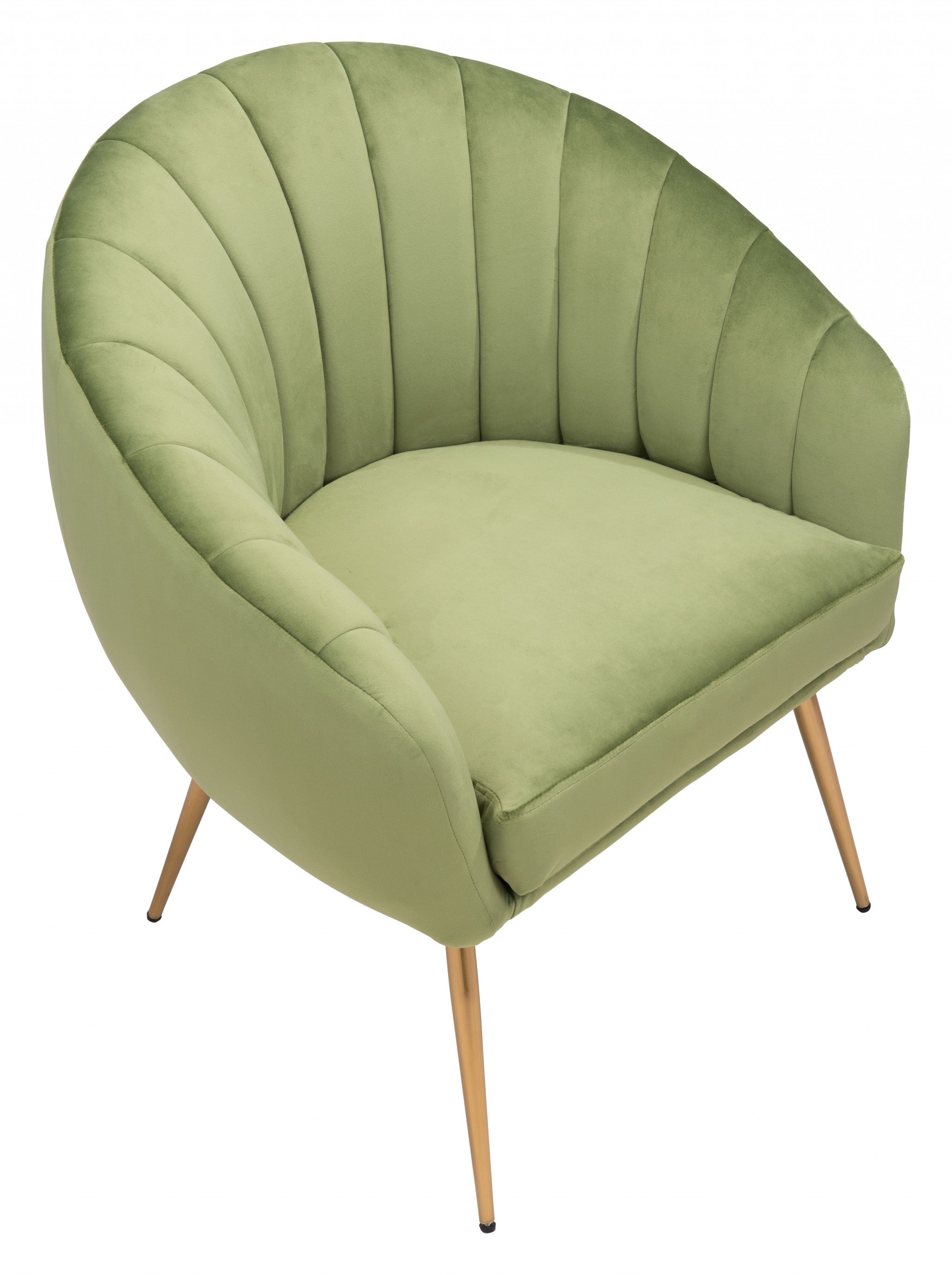 Mossy Green and Gold Curve Vertical Channel Accent Club Chair - Minihomy