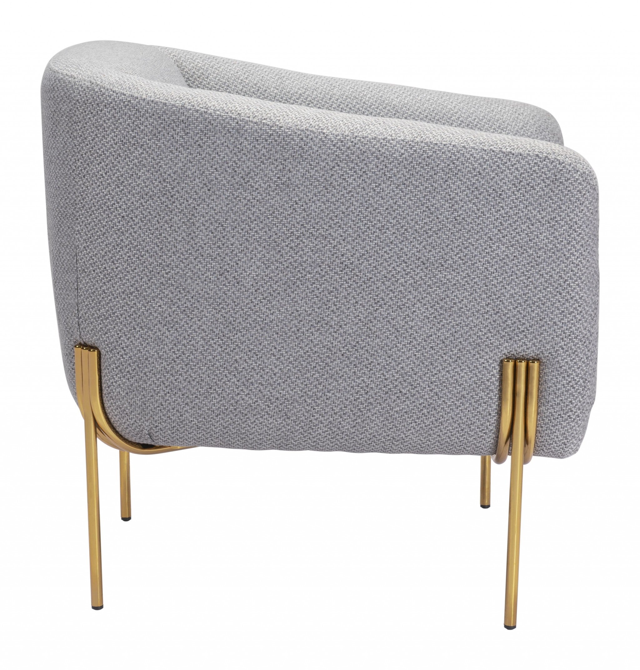 Gray and Gold Textural Upholstered Accent Armchair - Minihomy