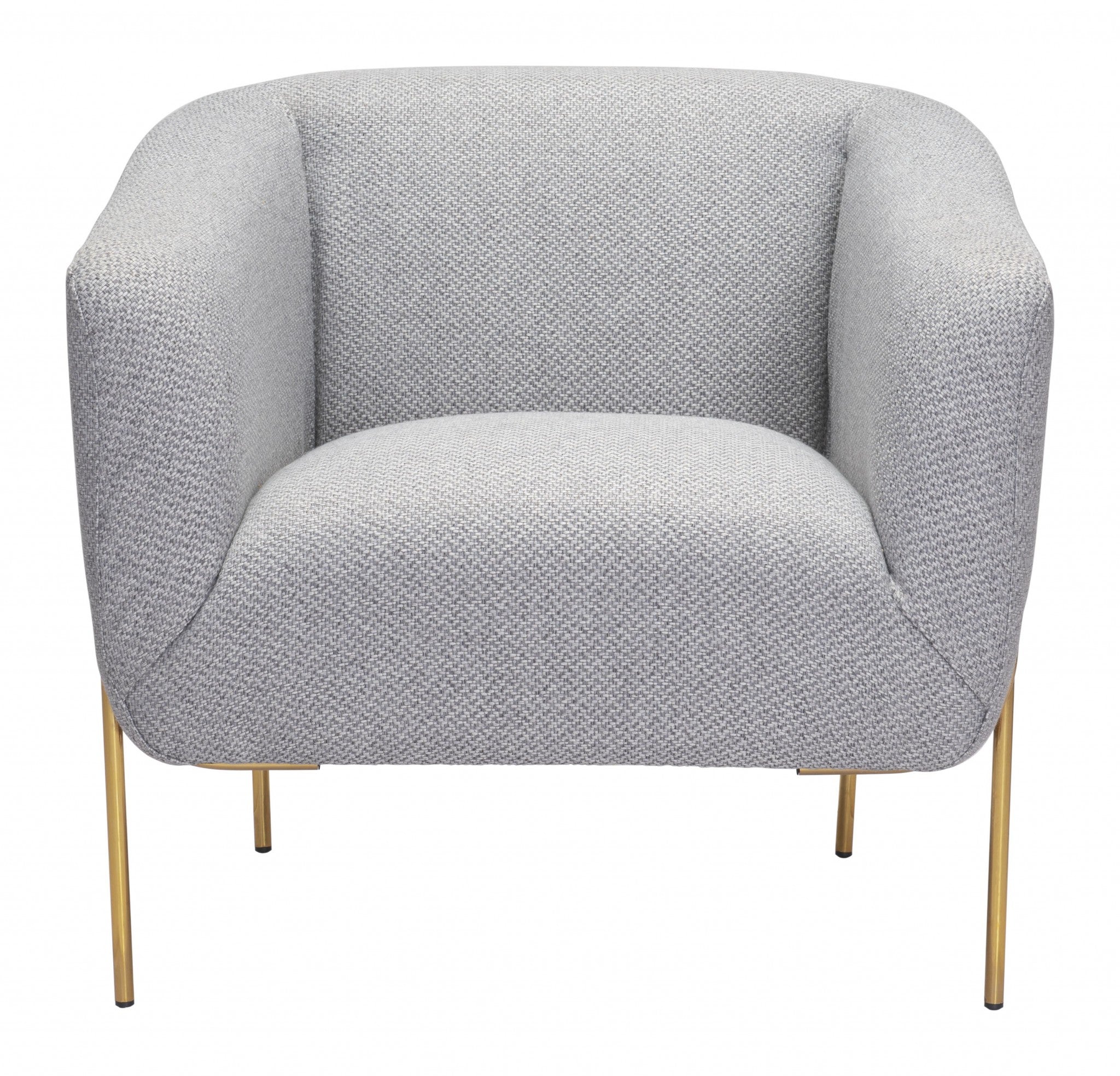 Gray and Gold Textural Upholstered Accent Armchair - Minihomy