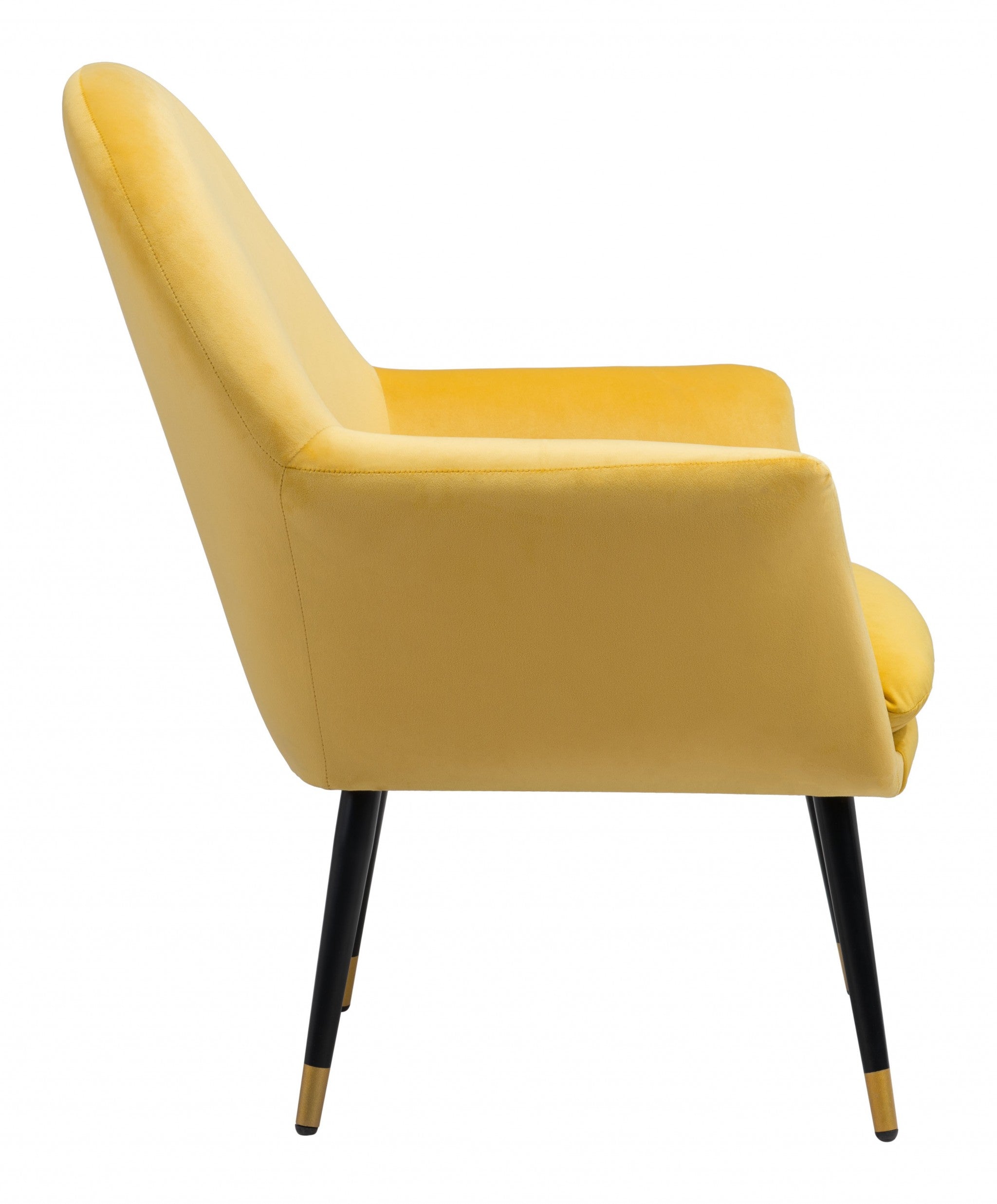 Golden Yellow Comfy Curvy Velvet and Black Accent Chair - Minihomy