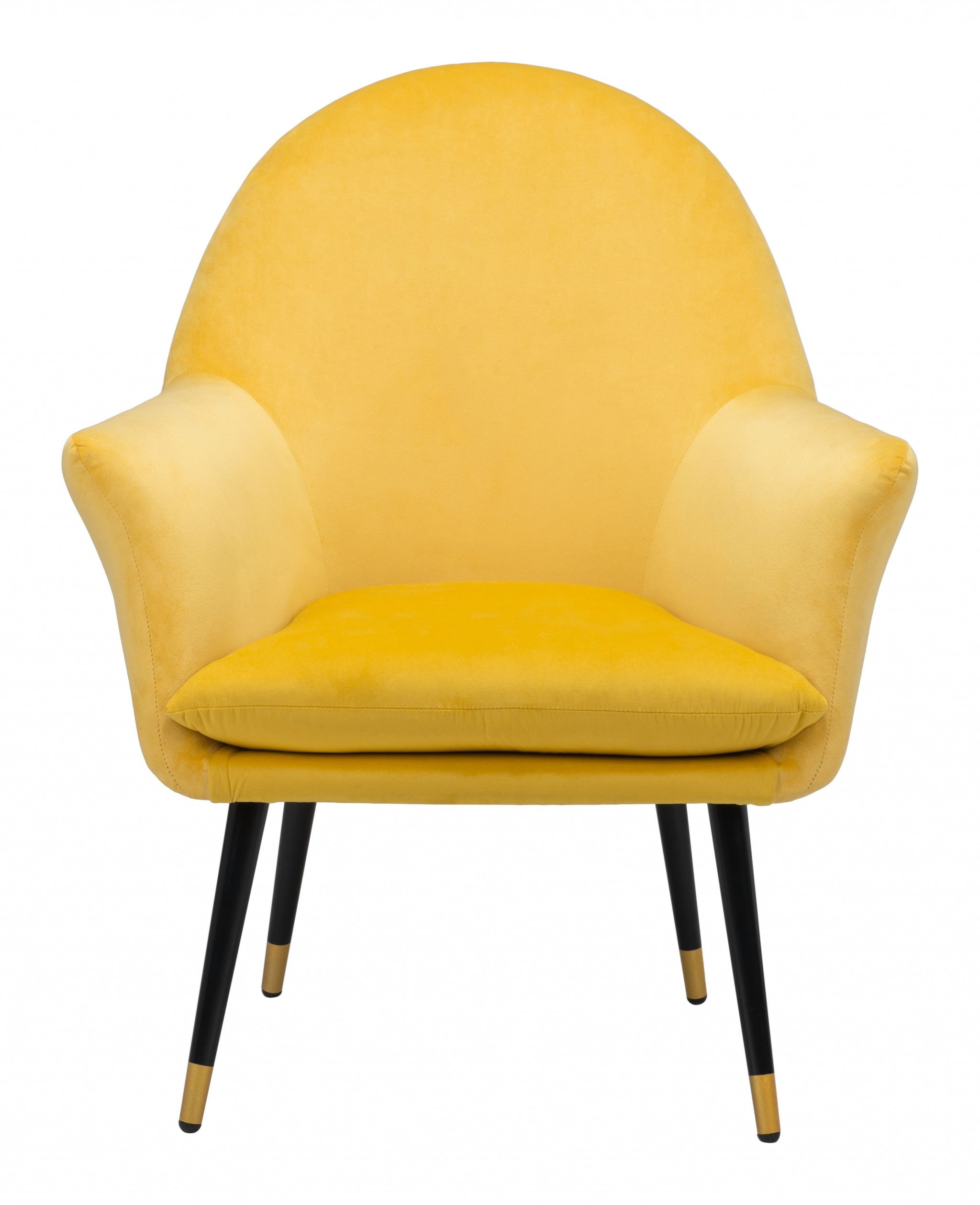 Golden Yellow Comfy Curvy Velvet and Black Accent Chair - Minihomy