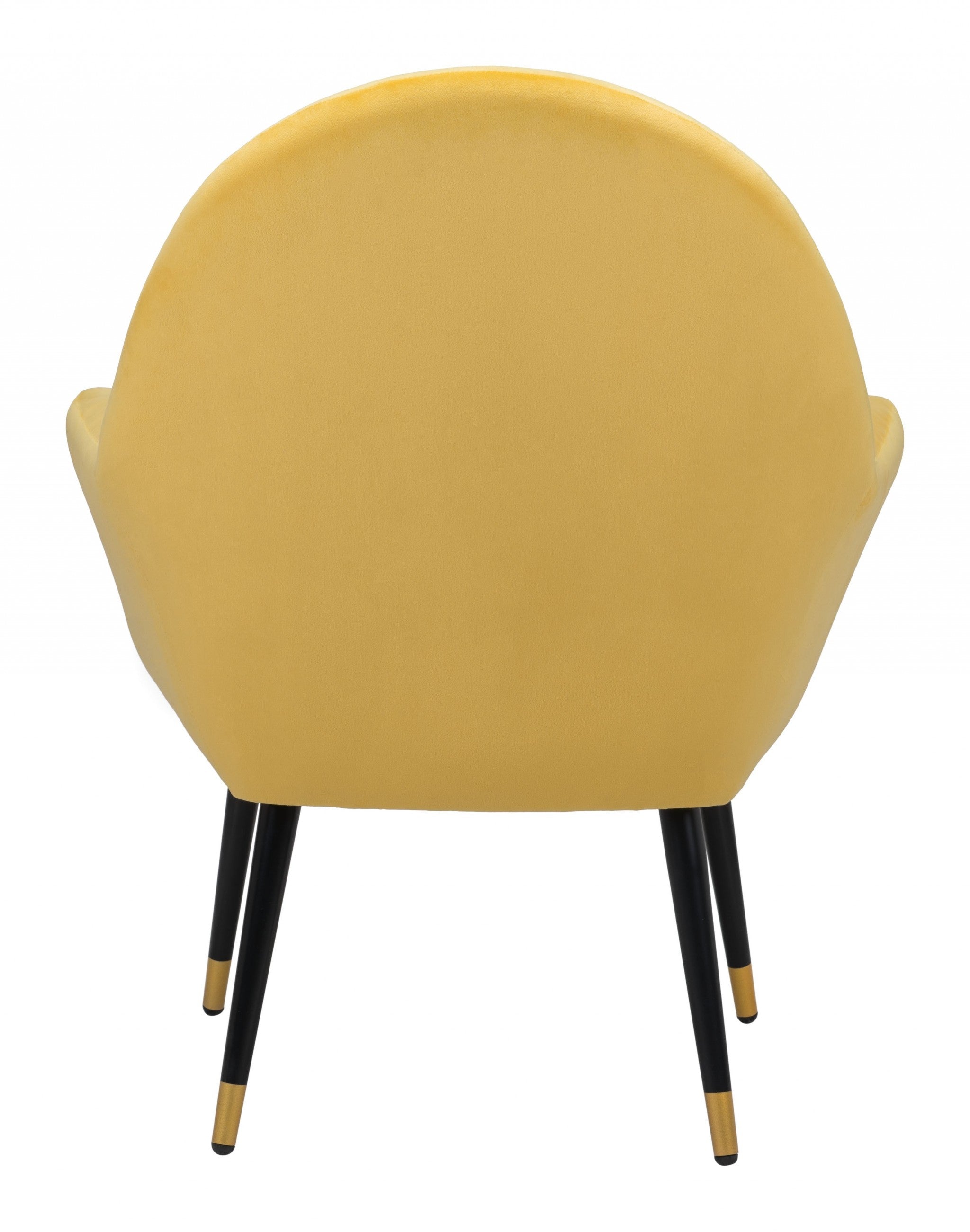 Golden Yellow Comfy Curvy Velvet and Black Accent Chair - Minihomy