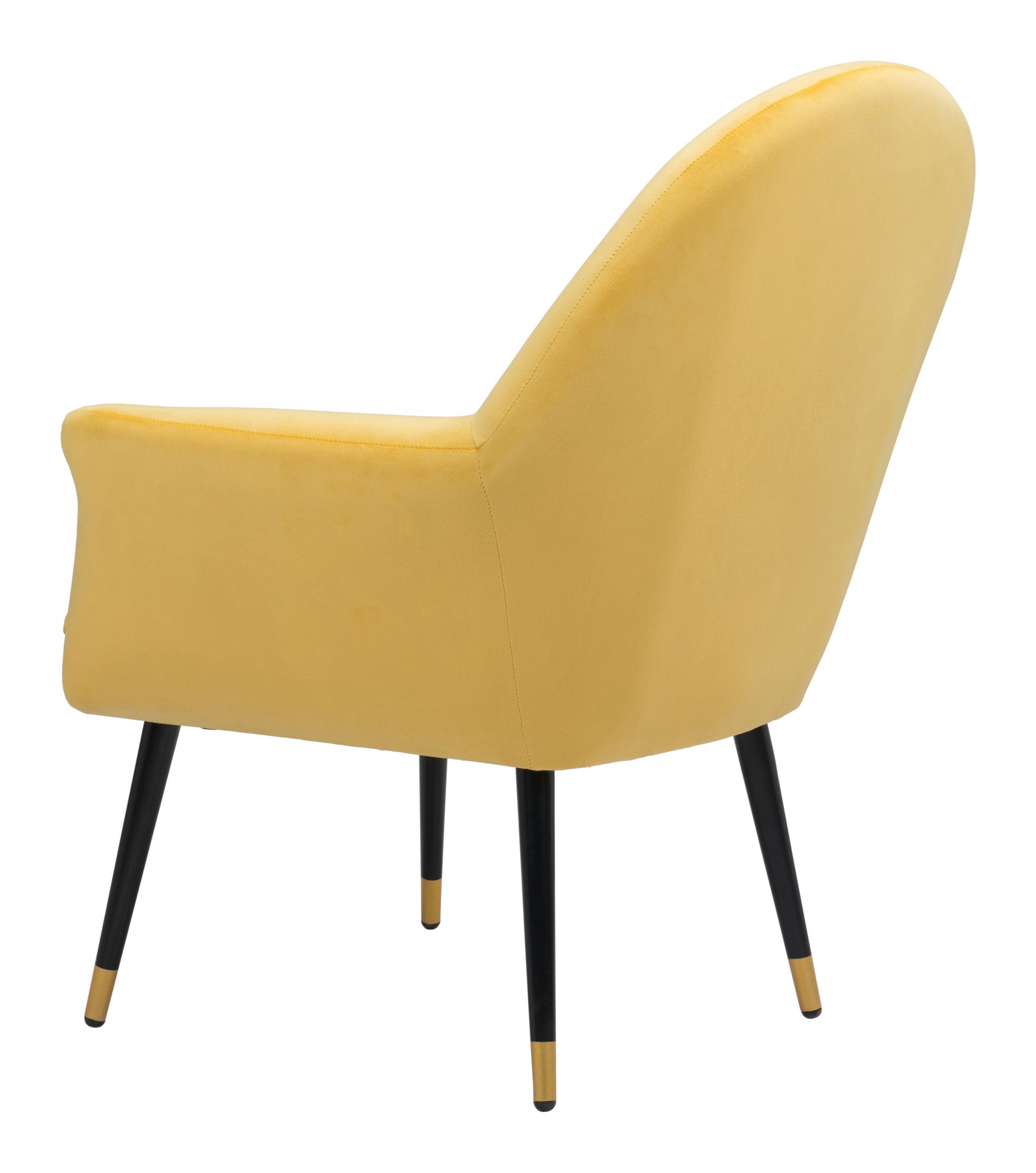 Golden Yellow Comfy Curvy Velvet and Black Accent Chair - Minihomy