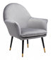 Gray Comfy Curvy Velvet and Black Accent Chair - Minihomy