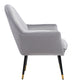 Gray Comfy Curvy Velvet and Black Accent Chair - Minihomy