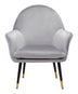 Gray Comfy Curvy Velvet and Black Accent Chair - Minihomy