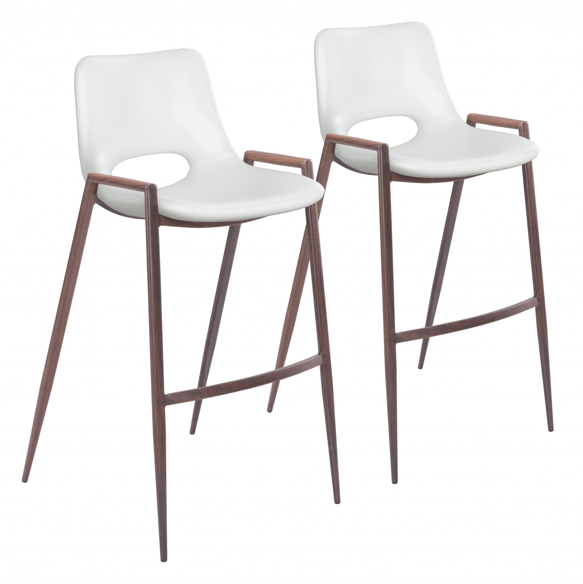 Set of Two White Retro Modern Funk Bar Chairs