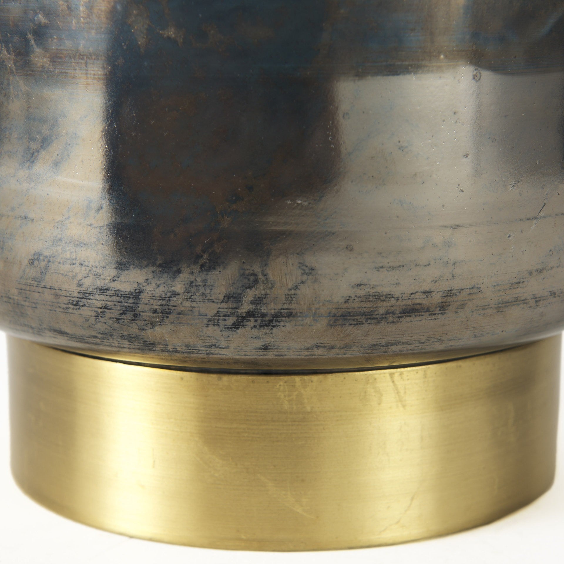 10" Artisan Blue and Gold Metallic Flat Bottom Vase - Minihomy