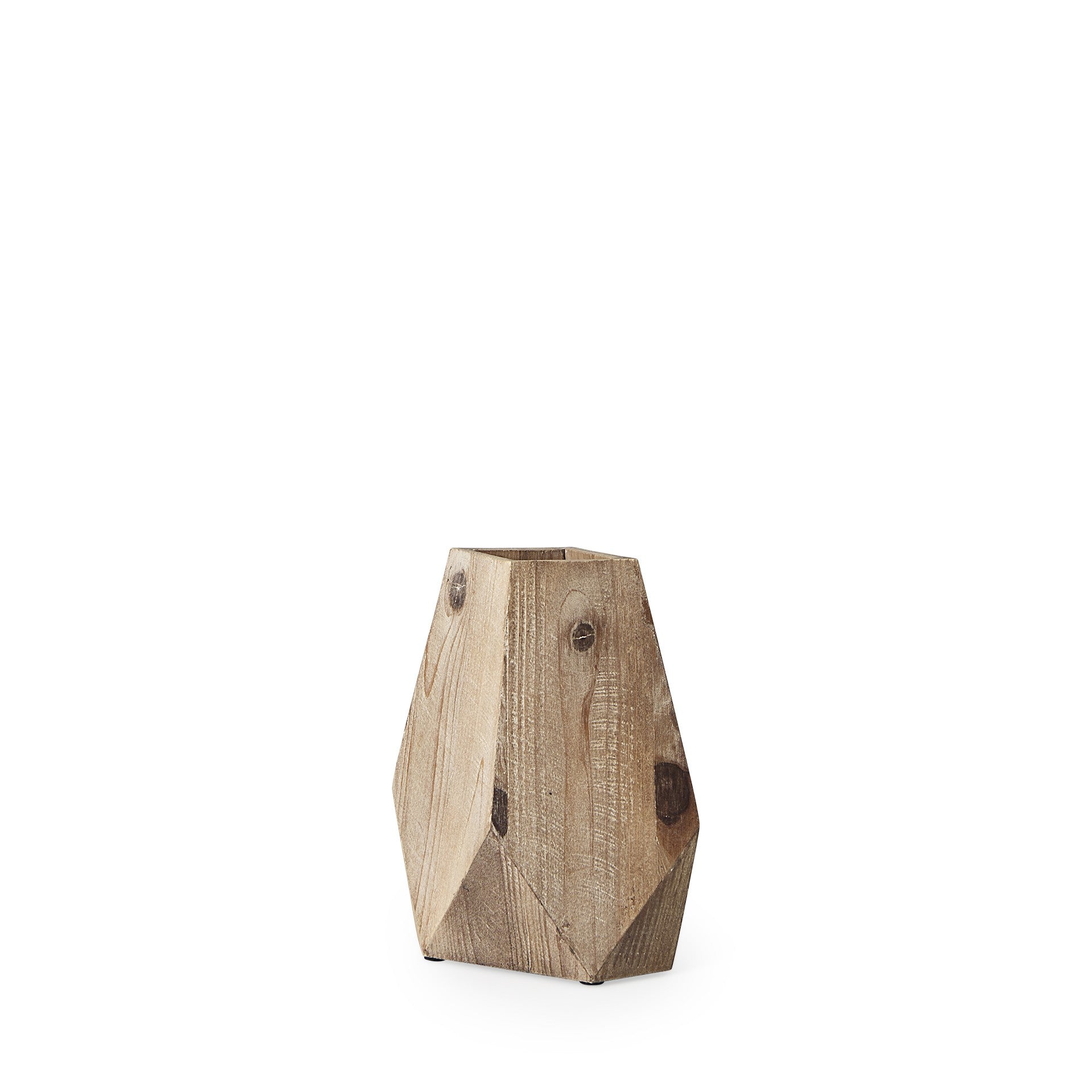 9" Natural Stain Geometric Wooden Vase - Minihomy