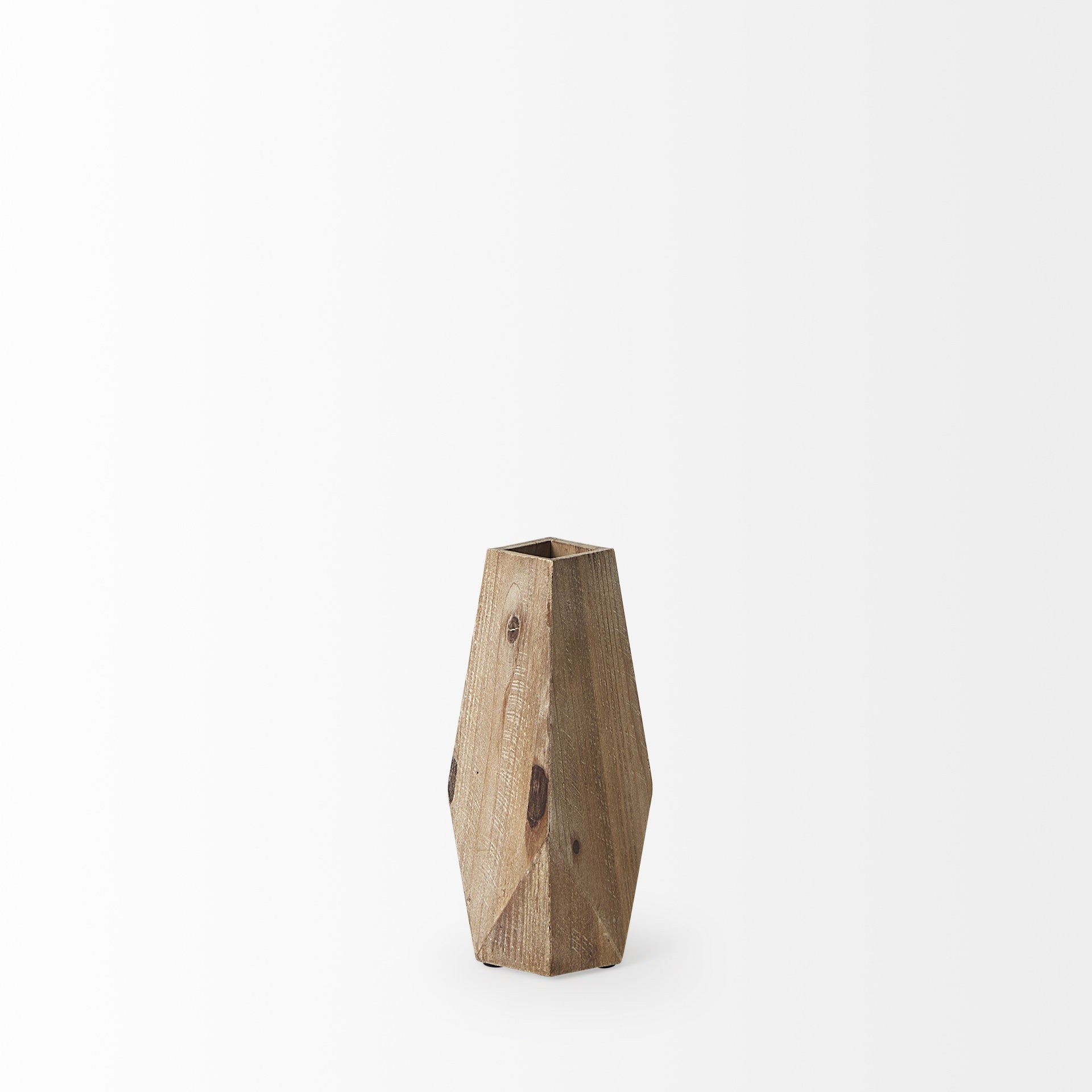 9" Natural Stain Geometric Wooden Vase - Minihomy