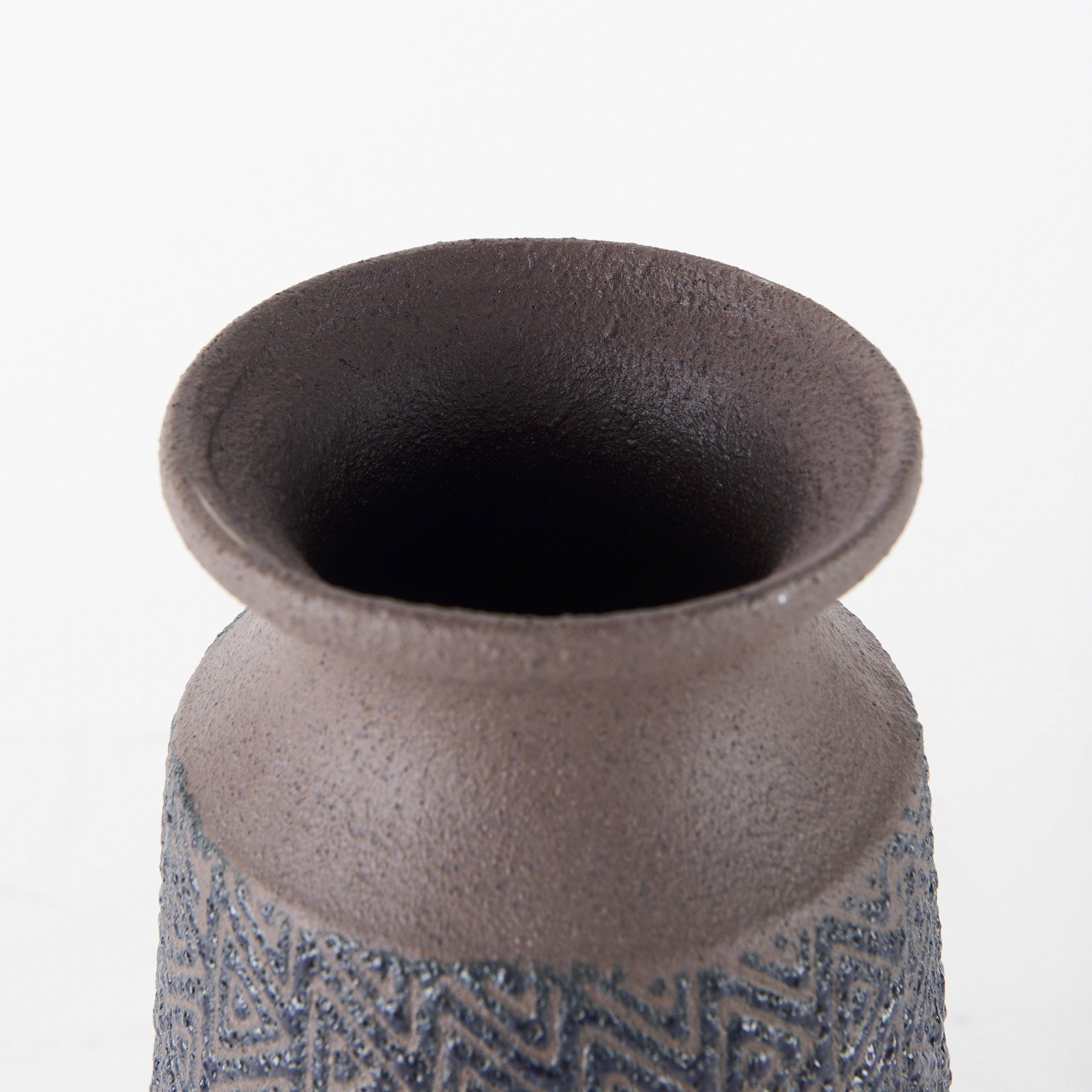 11" Brown and Blue Tribal Ceramic Vase - Minihomy