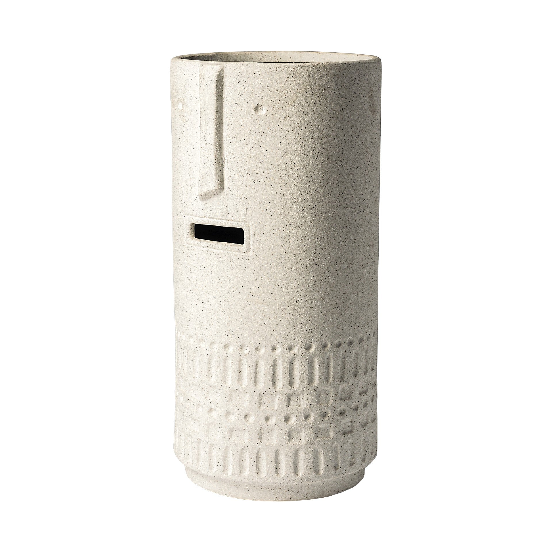 14" Bohemian Beige Happy Face Tribal Vase - Minihomy