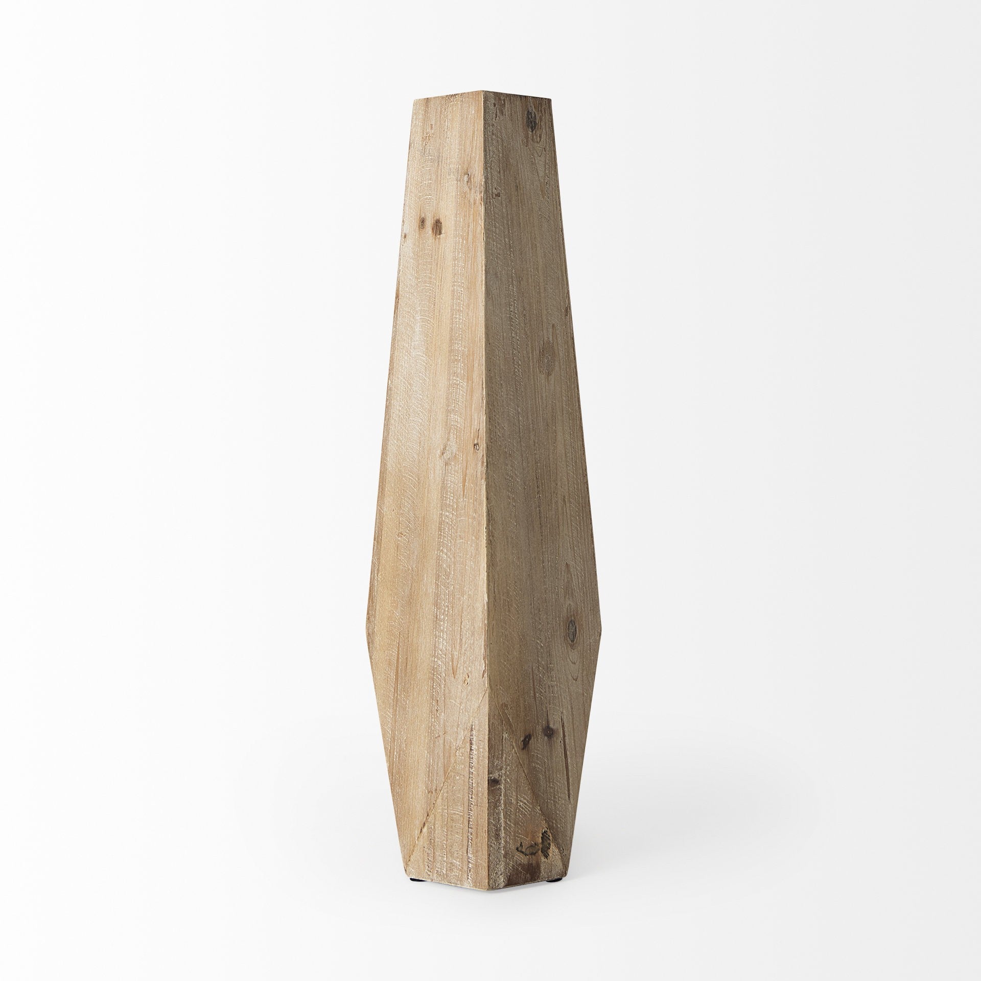 19" Natural Stain Geometric Wooden Vase - Minihomy