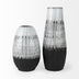 13" Black White and Gray Patterned Lines Ceramic Vase - Minihomy