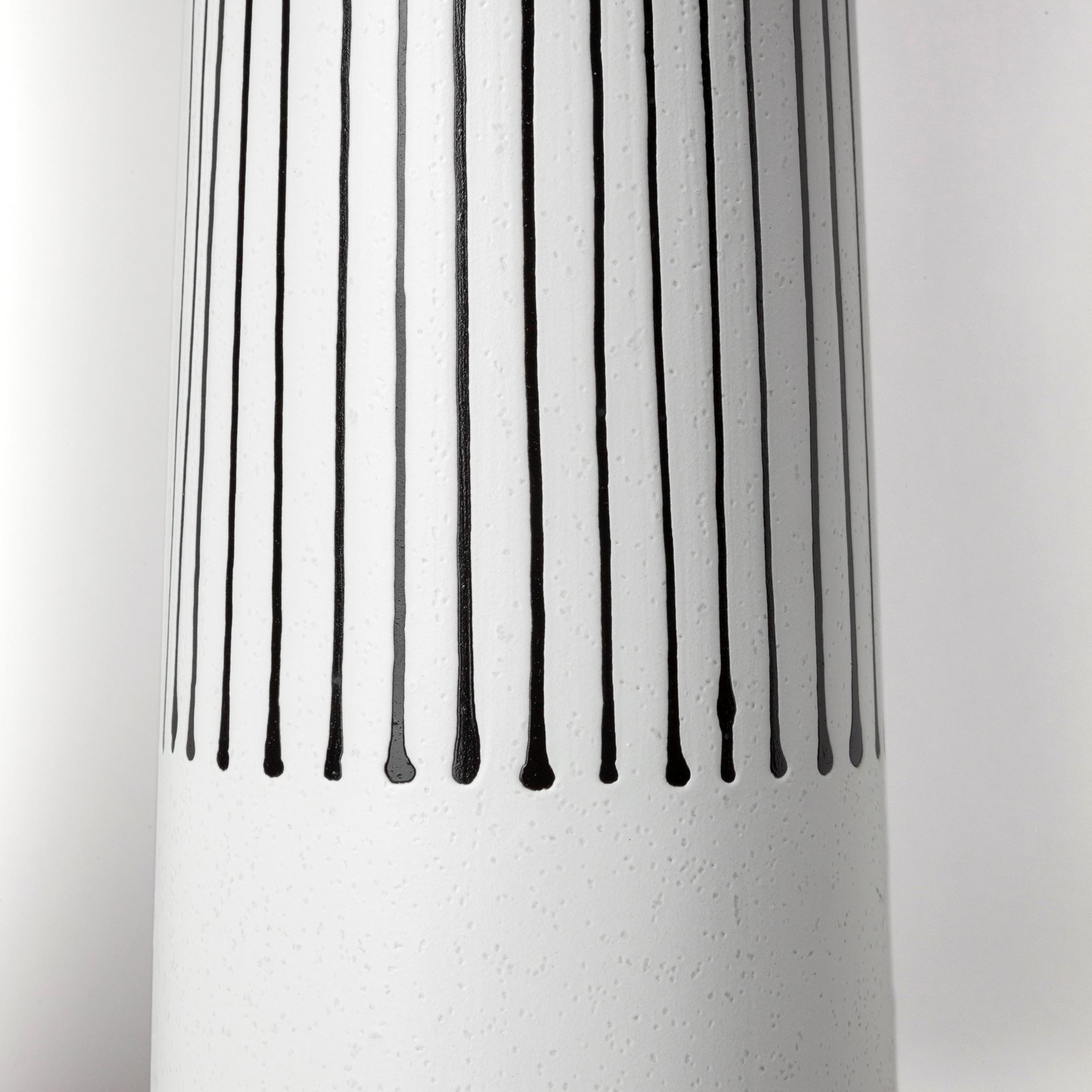 18" Black and White Pinstriope Narrow Ceramic Vase - Minihomy