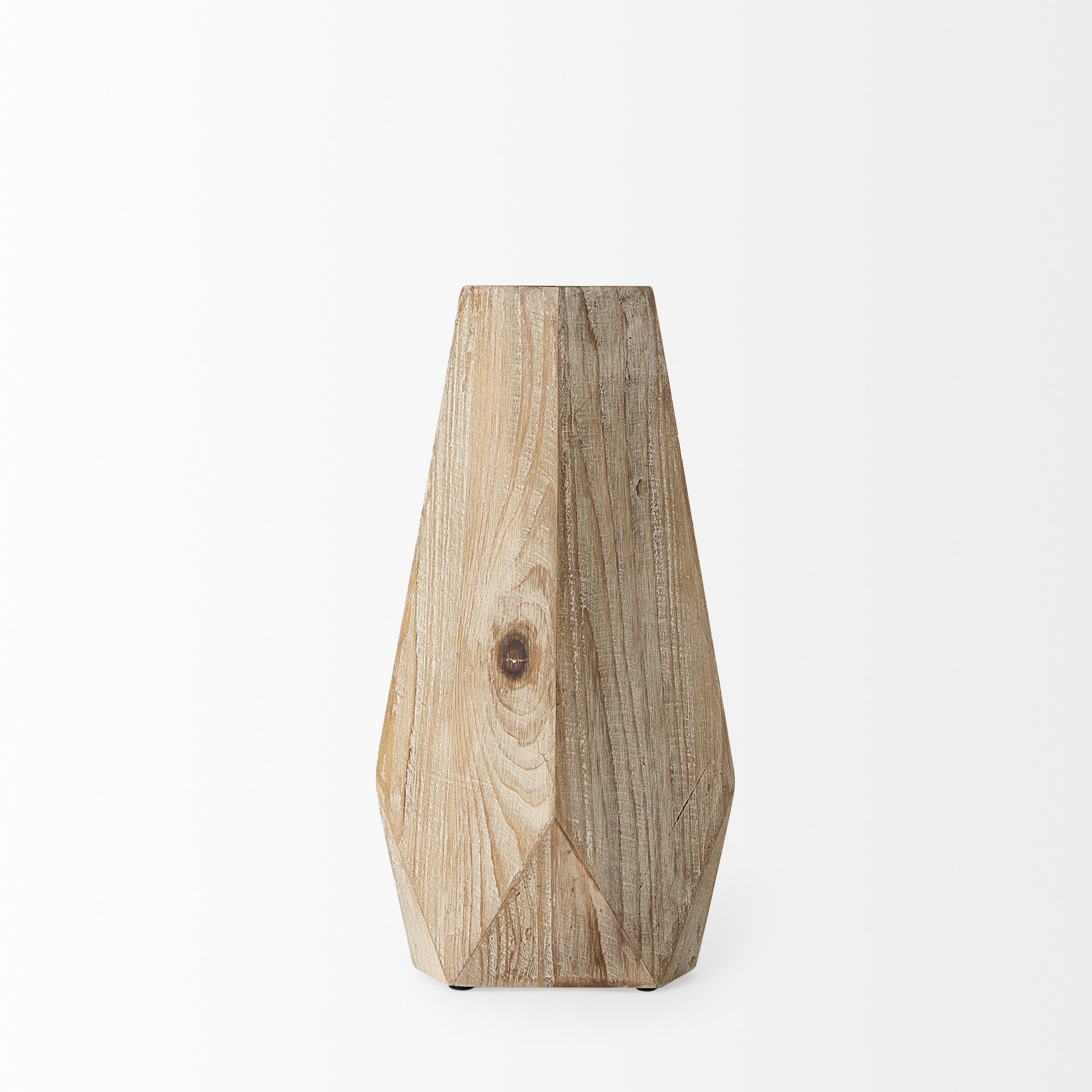 15" Natural Stain Geometric Wooden Vase - Minihomy