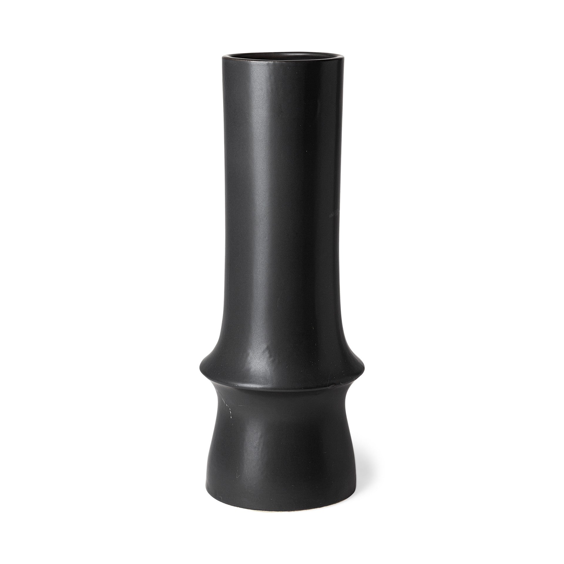 17" Matte Black Contempo Deco Ceramic Vase - Minihomy