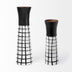 17" Black and White Modern Grid Ceramic Vase - Minihomy