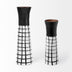 24" Black and White Modern Grid Ceramic Vase - Minihomy