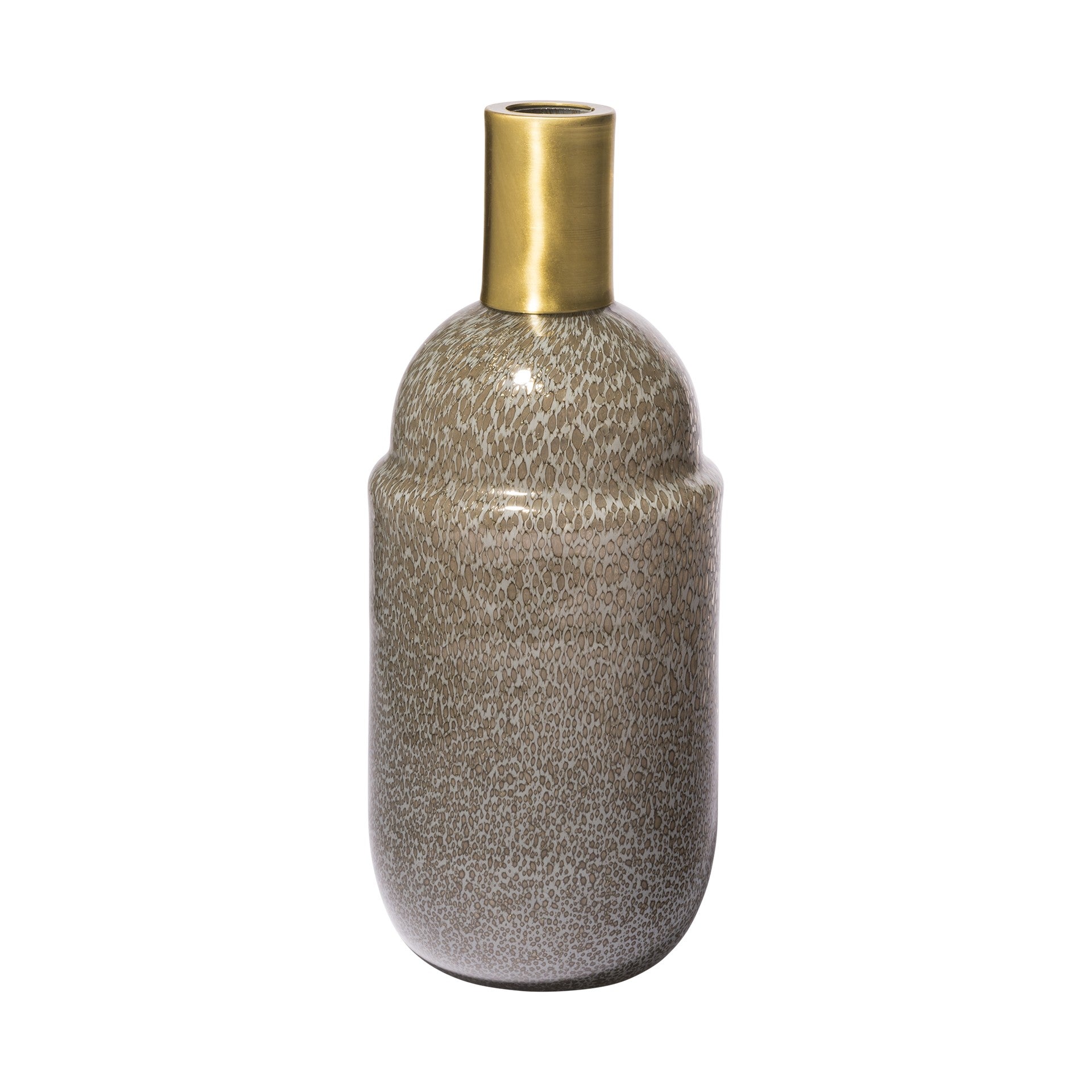 12" Cream Brown and Gold Glass Vase - Minihomy