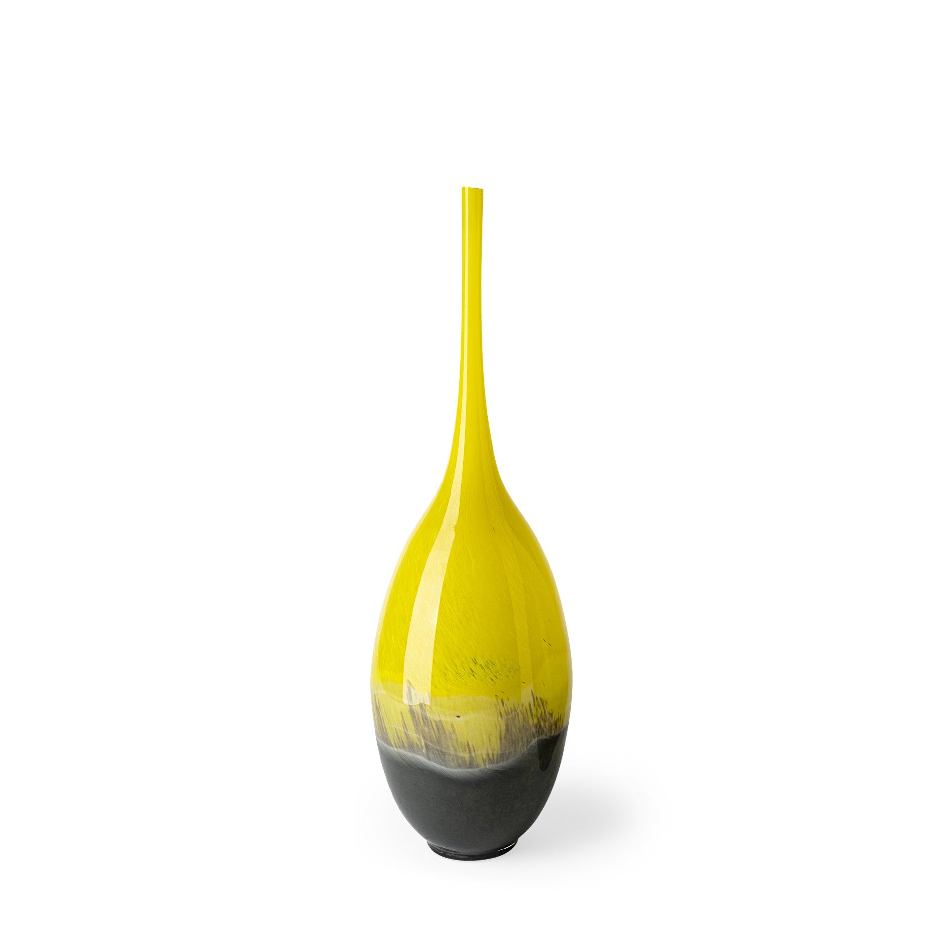 19" Lovely Yellow and Gray Handblown Spunglass Vase - Minihomy