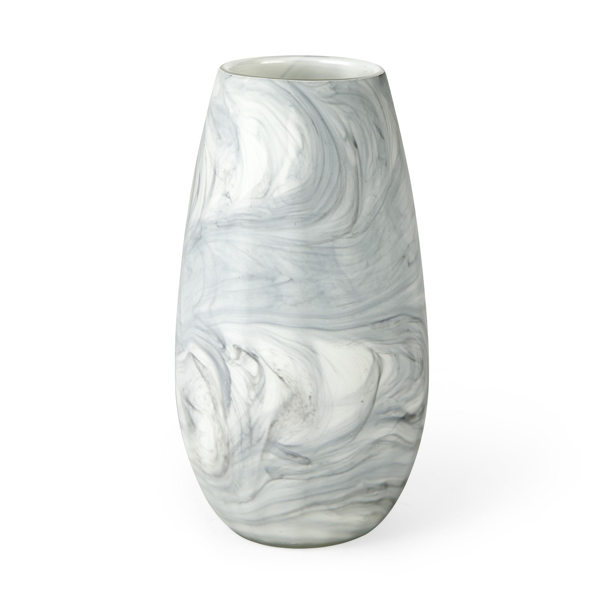 12" Gray and White Marble Design Glass Vase - Minihomy