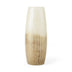 14" Creamy White and Gold Ombre Striped Glass Vase - Minihomy