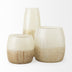 14" Creamy White and Gold Ombre Striped Glass Vase - Minihomy