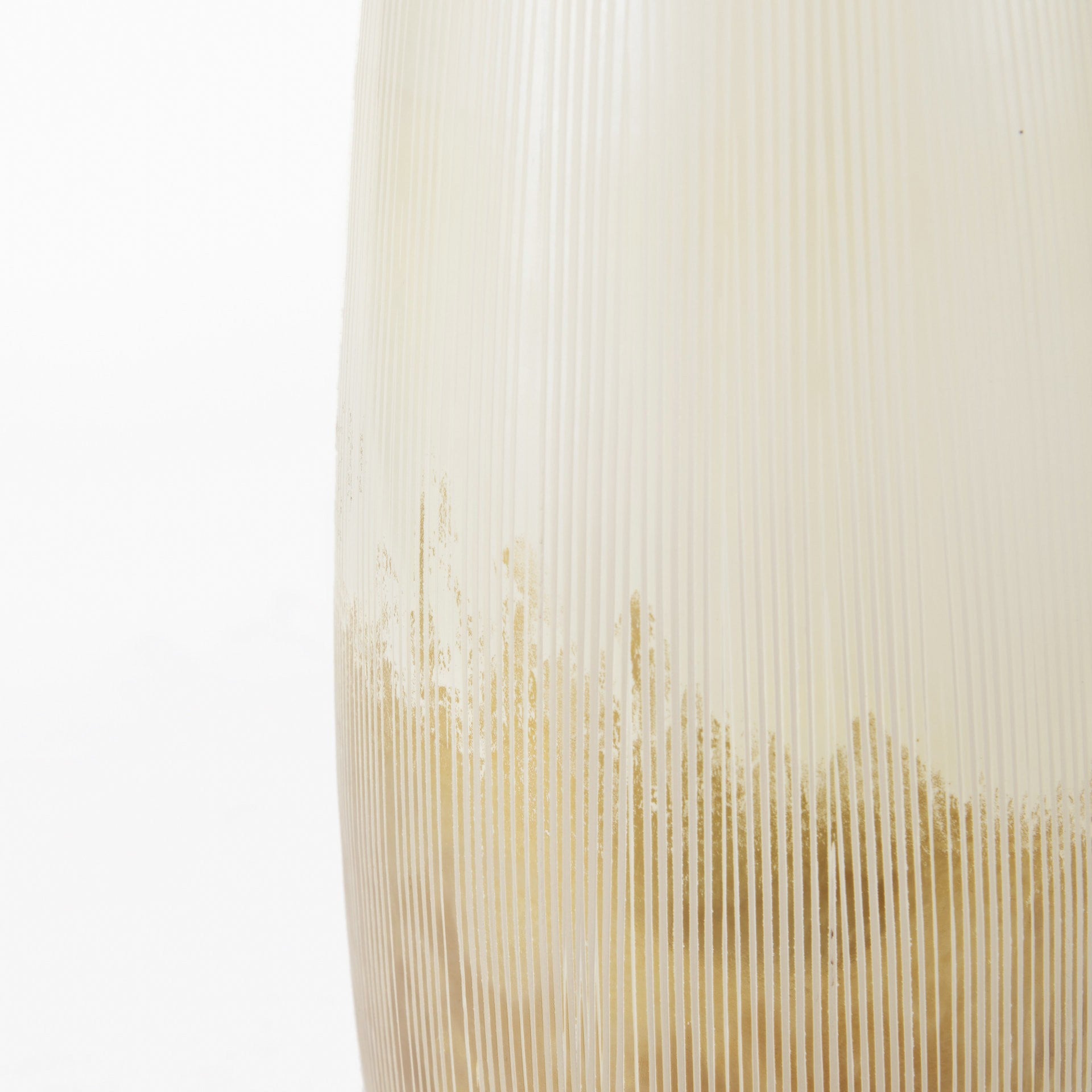 14" Creamy White and Gold Ombre Striped Glass Vase - Minihomy