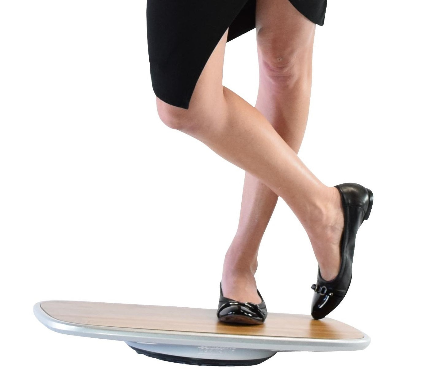 Bamboo and Silver Active Standing Desk Balance Board - Minihomy