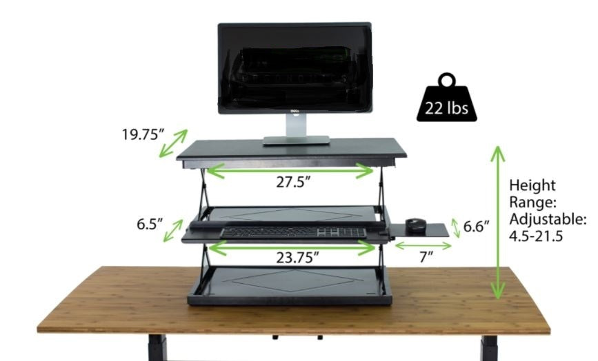 Black Adjustable Tall Standing Desk Converter and Riser - Minihomy