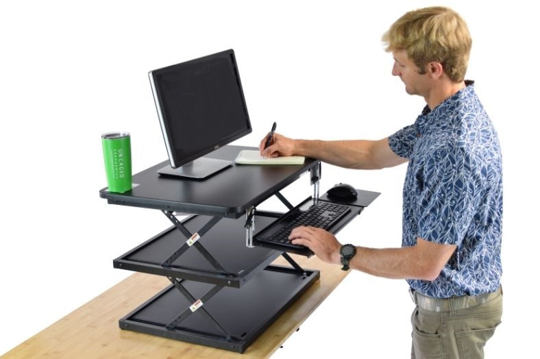 Black Adjustable Tall Standing Desk Converter and Riser - Minihomy