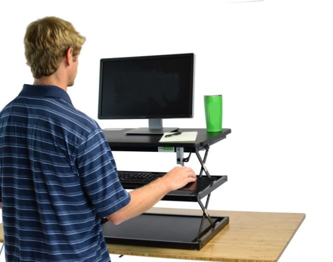 Black Adjustable Tall Standing Desk Converter and Riser - Minihomy