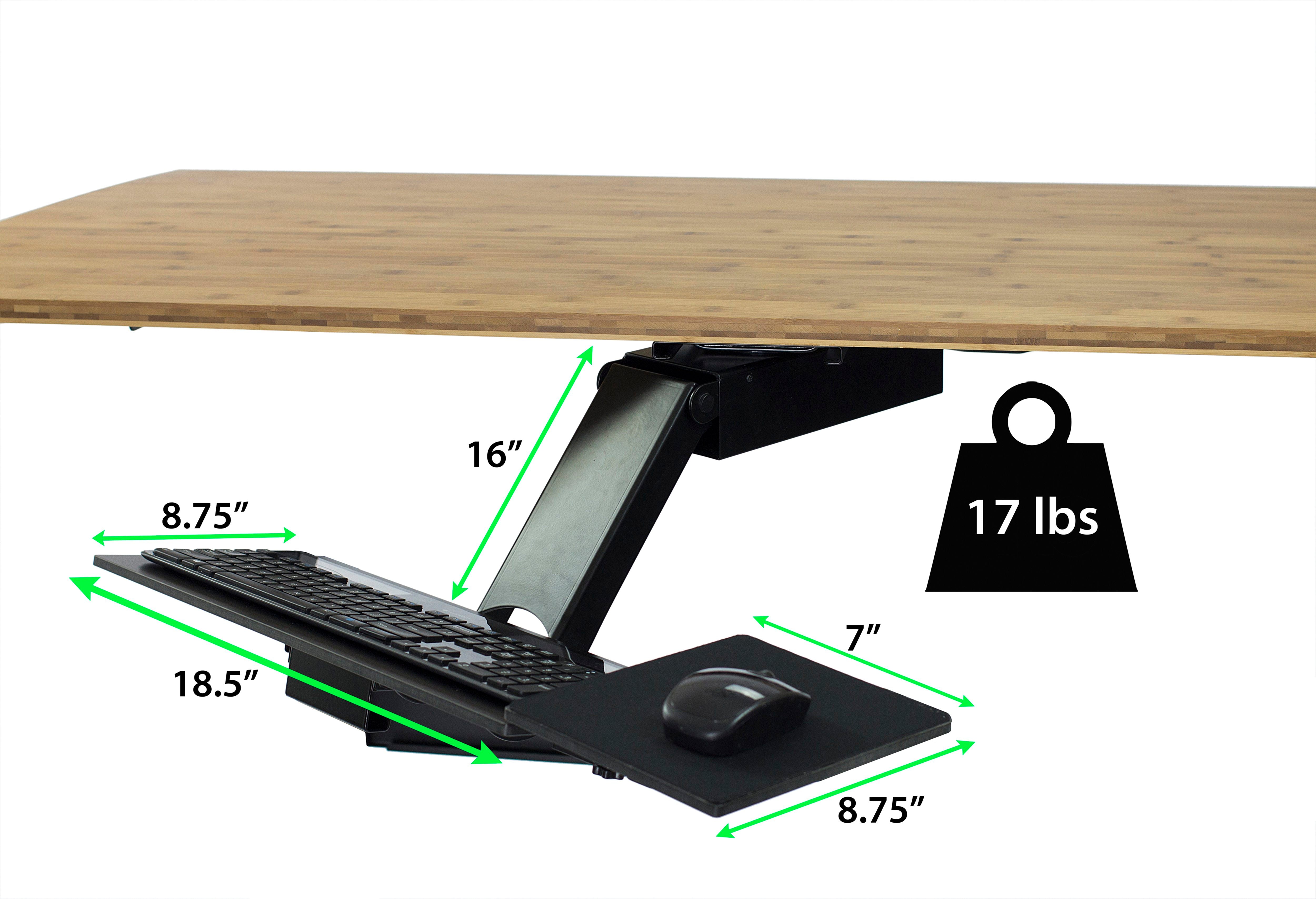 Black Ergonomic Under Desk Pull Out Keyboard Sit or Stand Tray - Minihomy