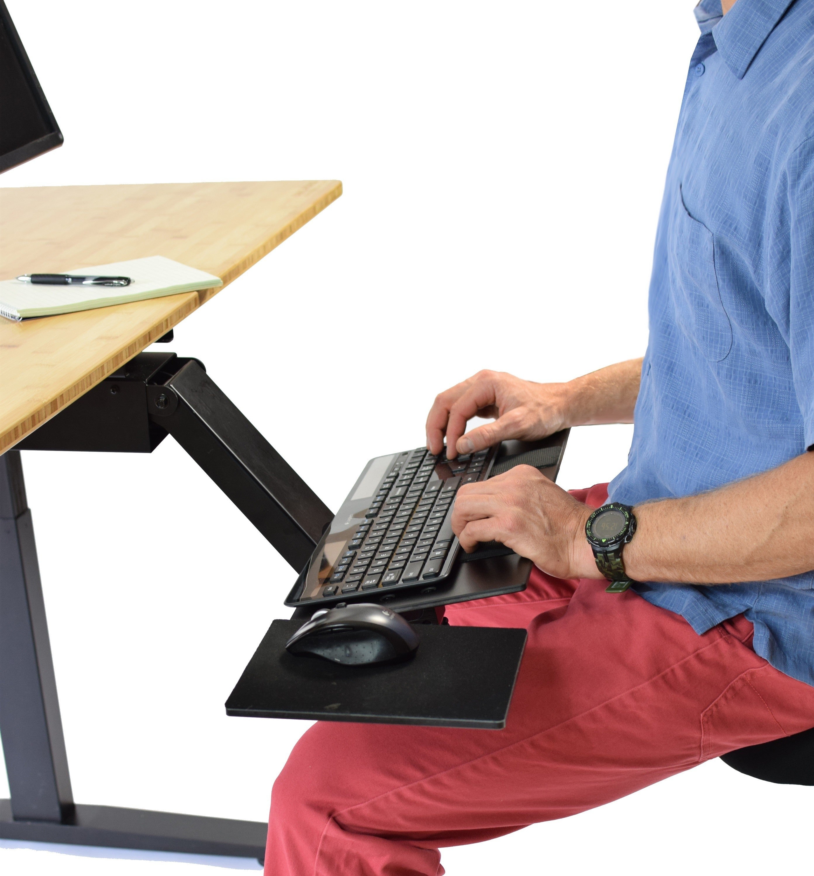 Black Ergonomic Under Desk Pull Out Keyboard Sit or Stand Tray - Minihomy