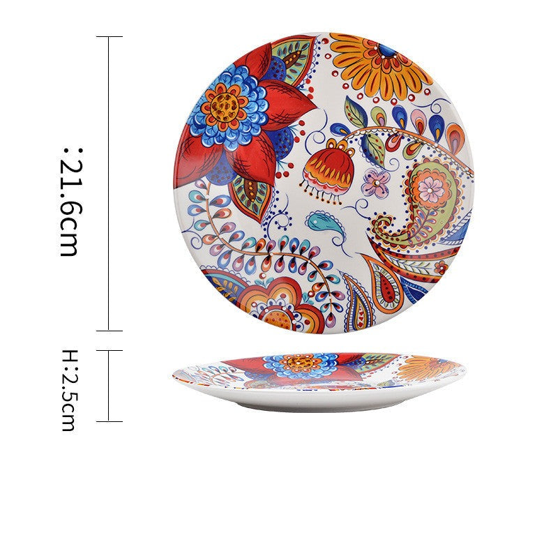 Underglaze Ceramic Tableware Bohemian Household Dishes