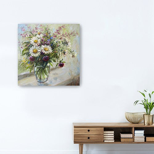 20" Pretty Vase of Flowers Canvas Wall Art - Minihomy