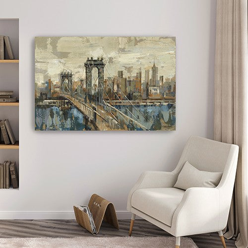 24" Vintage Inspired NYC city skyline Canvas Wall Art - Minihomy