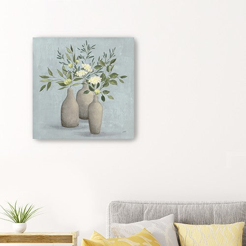 20" Pretty Bohemian Flowers in Ceramic Vases Canvas Wall Art - Minihomy