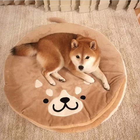 Japanese net red creative copper  firewood dog pet nest cartoon short plush round cat dog mat