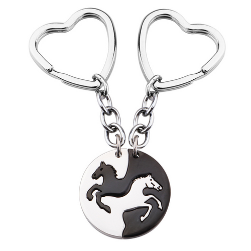 Stitching Horse Round Key Ring Key Chain Pendant
