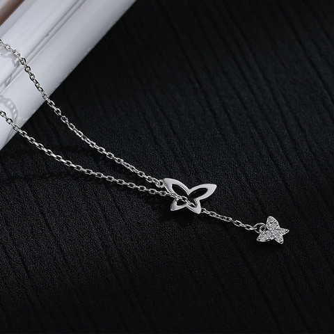 Flash Diamond Butterfly Tassel Necklace Female Clavicle Chain