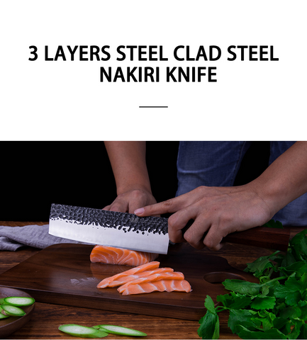 FINDKING 4pcs Professional Japanese Plated Steel Octagonal Handle Kitchen Knife Nakiri Santoku Utility Knives